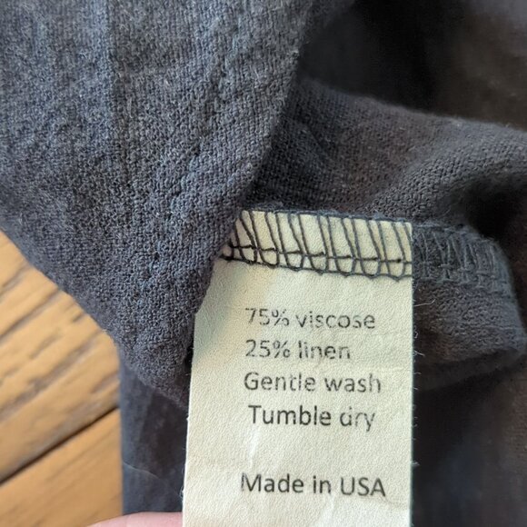 Christopher Calvin Women’s Blouse Black Sz L Button Front‎ Linen Blend Tunic Top - Picture 5 of 13